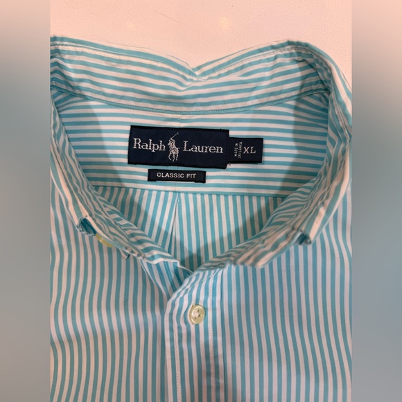 Ralph Lauren Other - Ralph Lauren Men's Aqua and White Striped Shirt